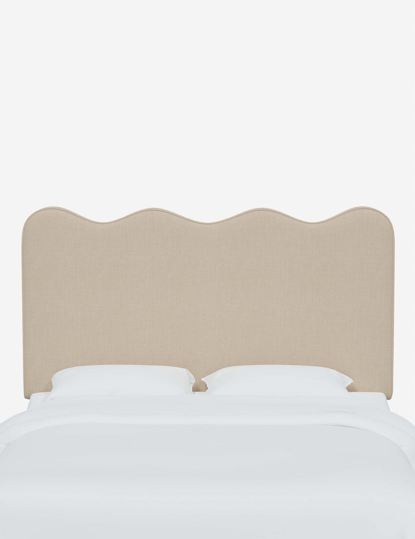 #color::natural-linen #size::full #size::queen #size::king #size::cal-king | Clementine Natural Linen Headboard with a scalloped shape at the top