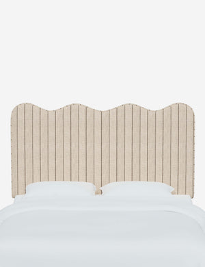 Clementine Natural Stripe Headboard with a scalloped shape at the top