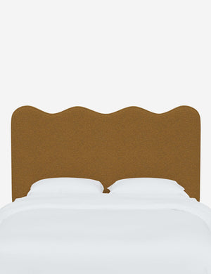 Clementine Ochre Boucle Headboard with a scalloped shape at the top