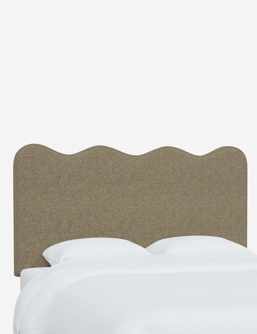 #color::pebble-linen #size::full #size::queen #size::king #size::cal-king | Angled view of the Clementine Pebble Gray Linen Headboard