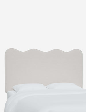 Angled view of the Clementine Snow Velvet Headboard