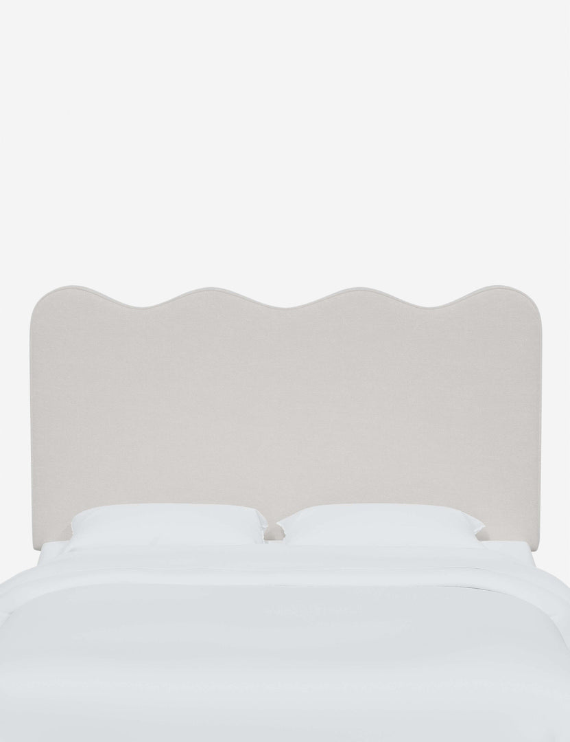 #color::snow-velvet #size::full #size::queen #size::king #size::cal-king | Clementine Snow Velvet Headboard with a scalloped shape at the top