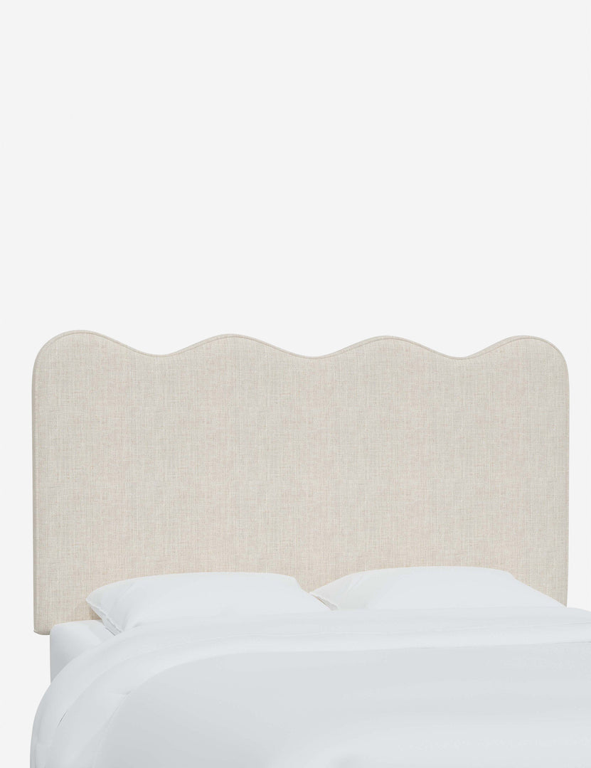#color::talc-linen #size::full #size::queen #size::king #size::cal-king | Angled view of the Clementine Talc Linen Headboard
