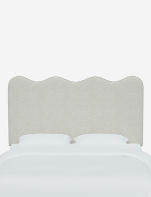 Clementine White Boucle Headboard with a scalloped shape at the top