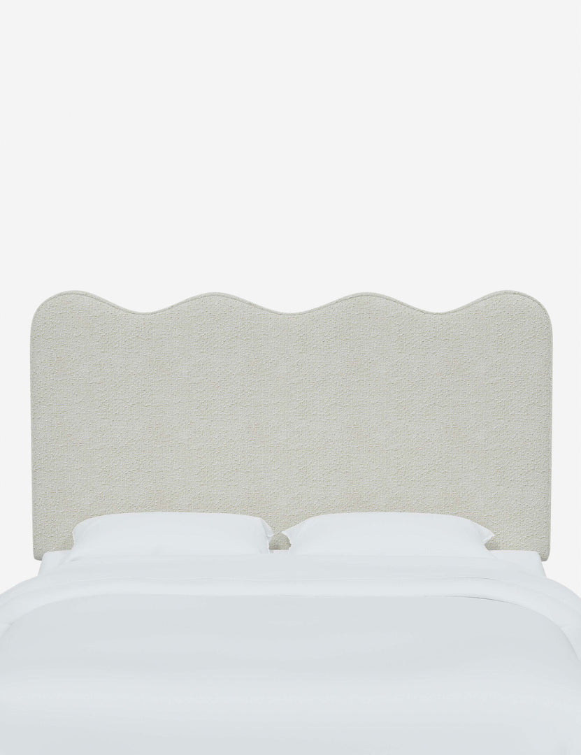 #color::white-boucle #size::full #size::queen #size::king #size::cal-king | Clementine White Boucle Headboard with a scalloped shape at the top