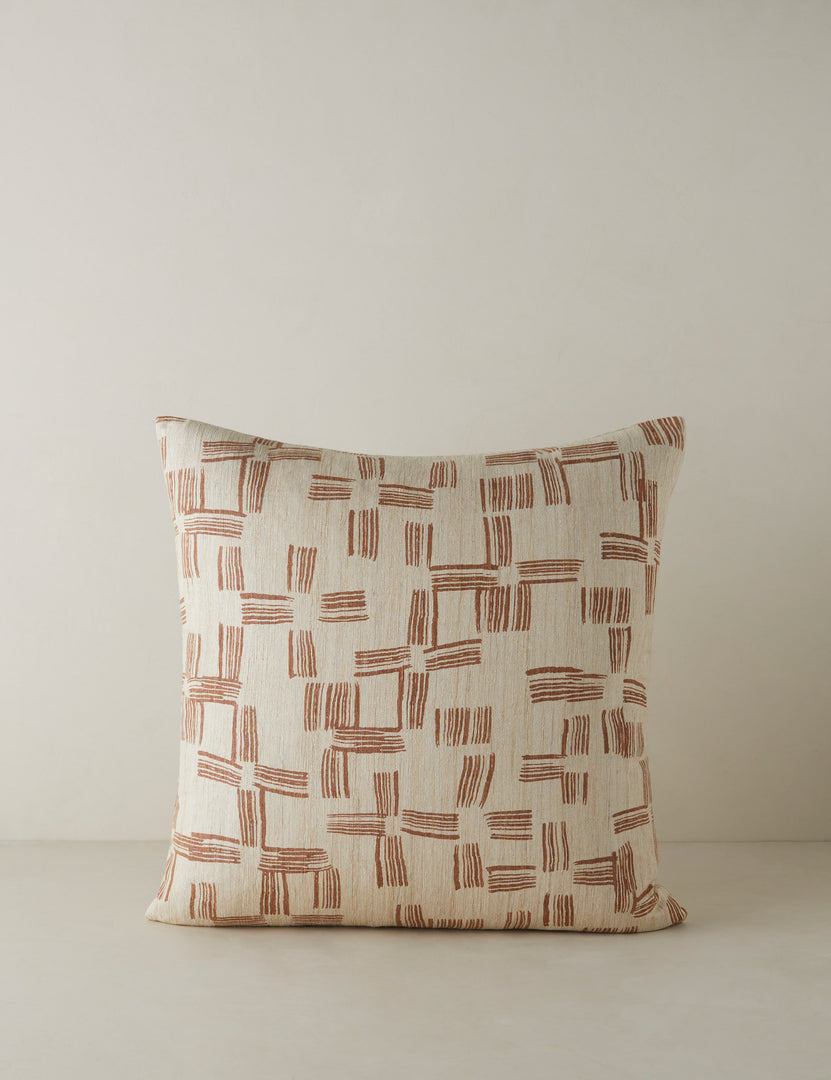 #color::terracotta | Crossmarks Silk Pillow by Elan Byrd in terracotta.
