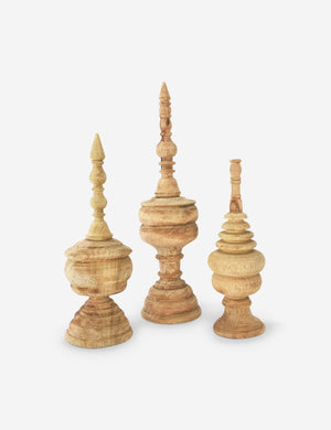 Wilder Carved Wood Finials (Set of 3)