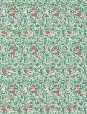 Arbutus Wallpaper by Morris & Co. Swatch, Thyme And Coral