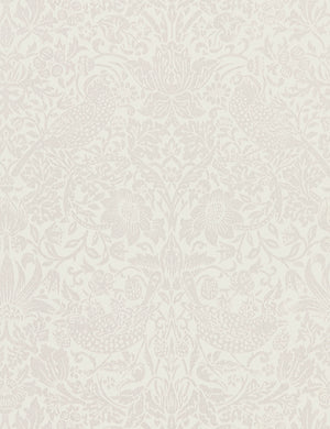 Pure Strawberry Thief Wallpaper by Morris & Co. Swatch, Oyster and Chalk