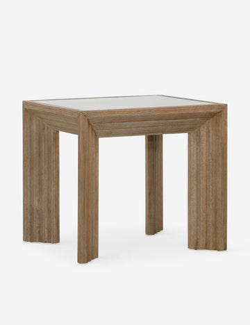 #color::natural | Pender modern wood and glass top square side table.