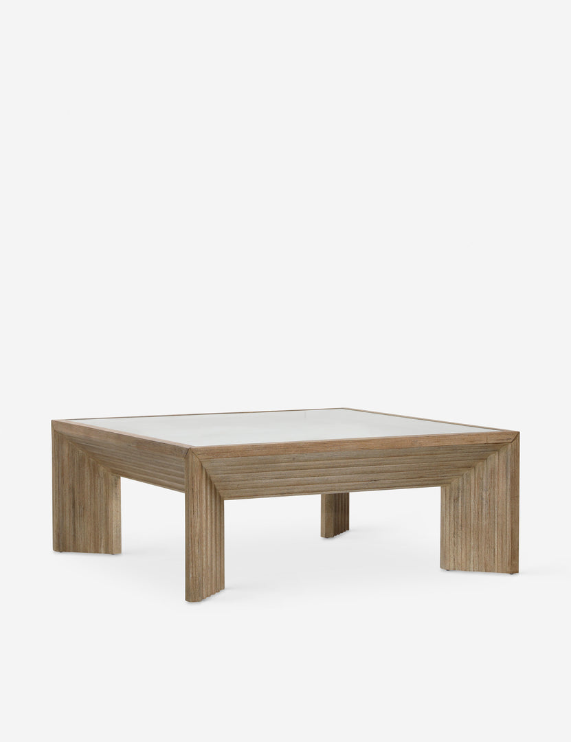 #color::natural | Pender modern wood and glass top square coffee table.