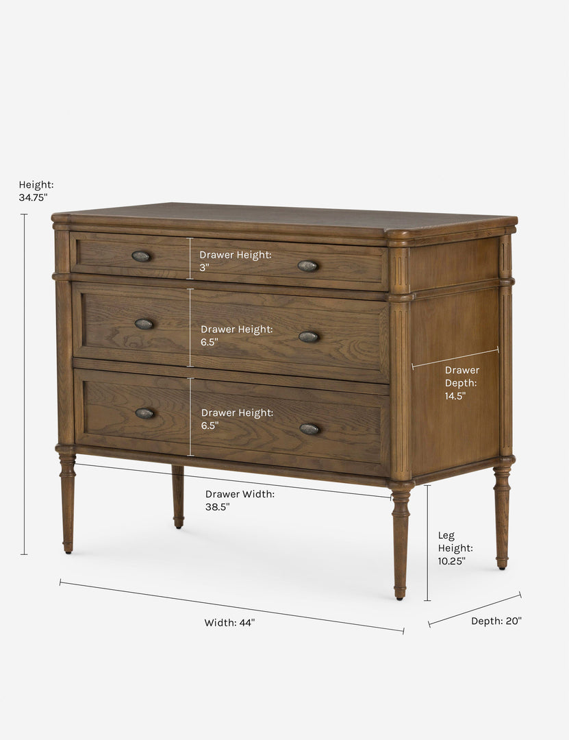 3 drawer vintage dresser Delancey 3-Drawer Small Oak Dresser