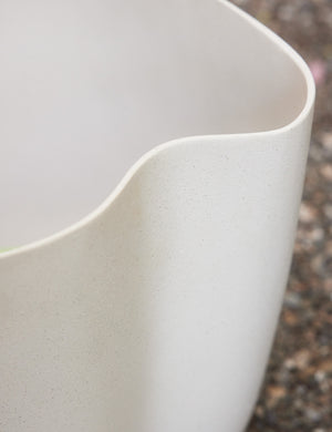 Close up of the Dempsy small sculptural planter by Sarah Sherman Samuel in Eggshell.