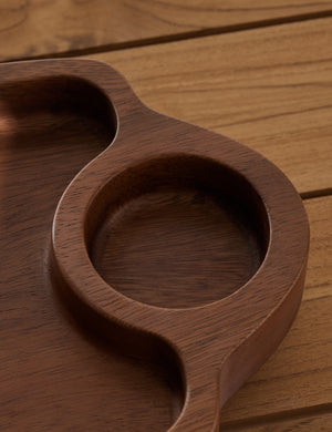 Close up of the Divided walnut Serving Tray by Sarah Sherman Samuel