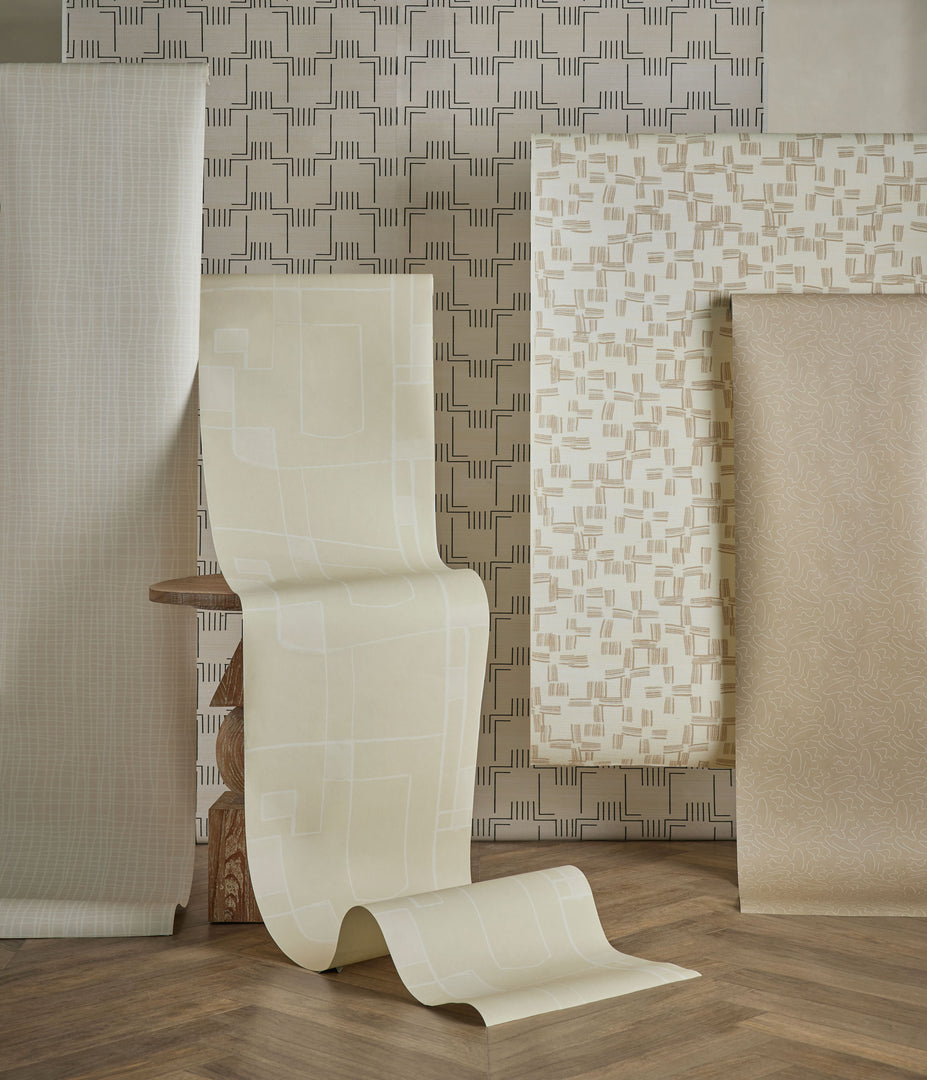 #color::natural | Topos Abstract Line Patterned Wallpaper by Élan Byrd.