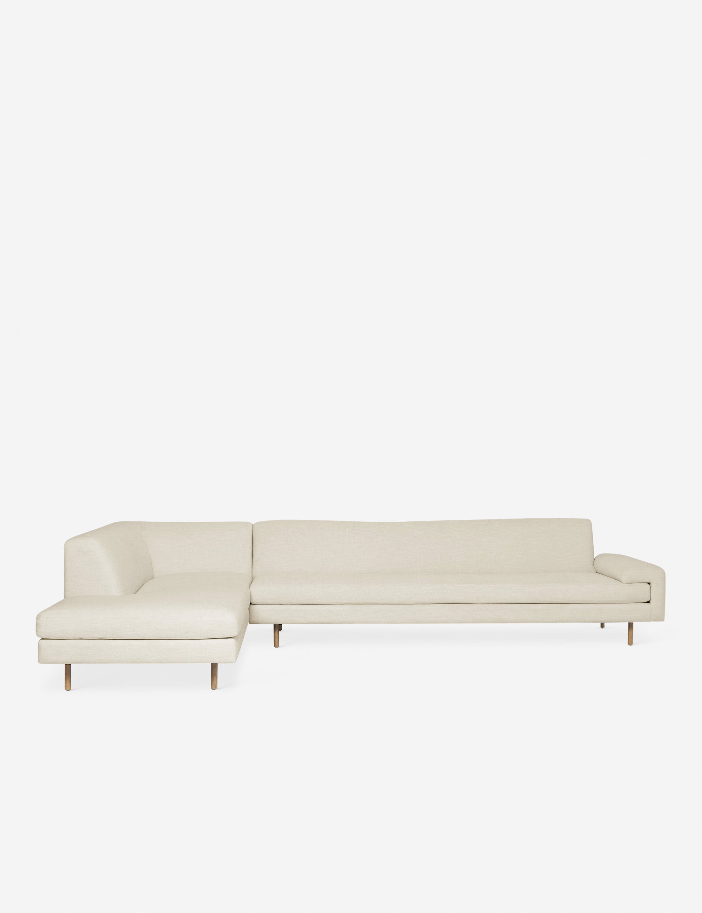 #color::natural #configuration::left-facing | Estee Natural Linen Left-Facing Upholstered Sectional Sofa with wooden dowel legs and a clean-lined frame