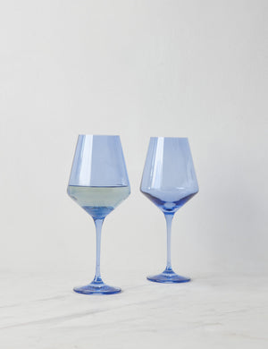 Set of two cobalt blue wine glasses by Estelle Colored Glass