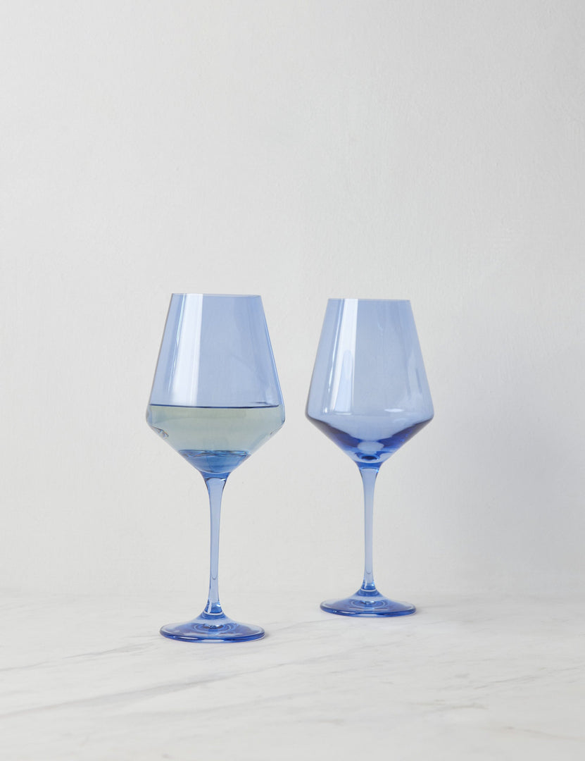 #color::cobalt | Set of two cobalt blue wine glasses by Estelle Colored Glass