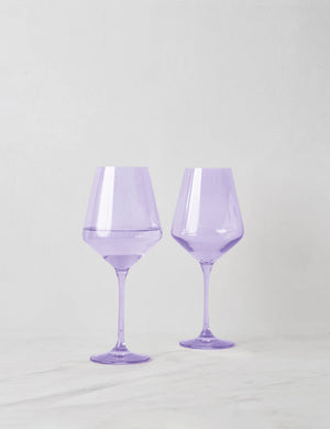 Set of two lavender purple wine glasses by Estelle Colored Glass