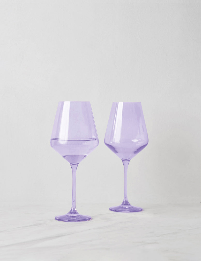 #color::lavender | Set of two lavender purple wine glasses by Estelle Colored Glass