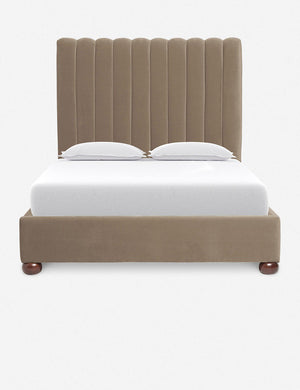 Toffee Brown Evelyn Platform Bed with a channel-tufted headboard