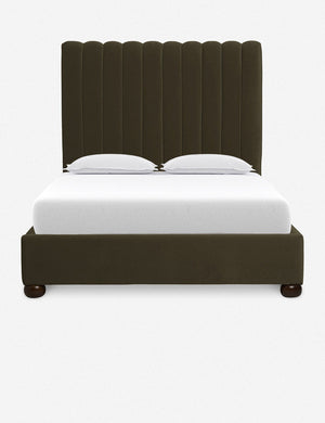 Balsam Green Evelyn Platform Bed with a channel-tufted headboard