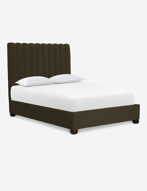 Angled view of the Balsam Green Evelyn Platform Bed