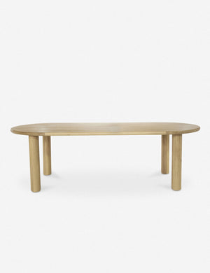 Side profile of the Dever oak wood oval dining table.