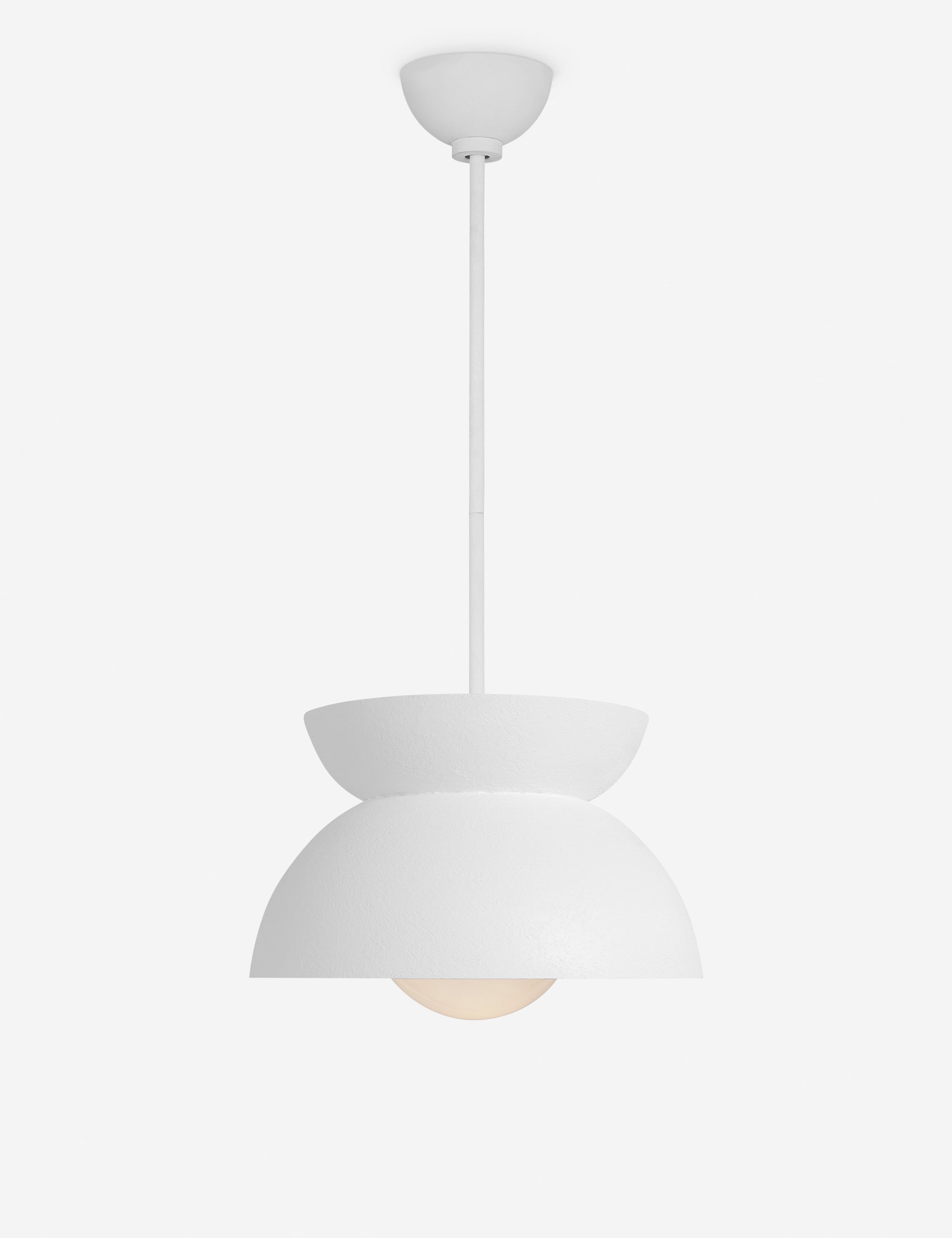 White Cast Plaster and Milk Glass Pendant Light