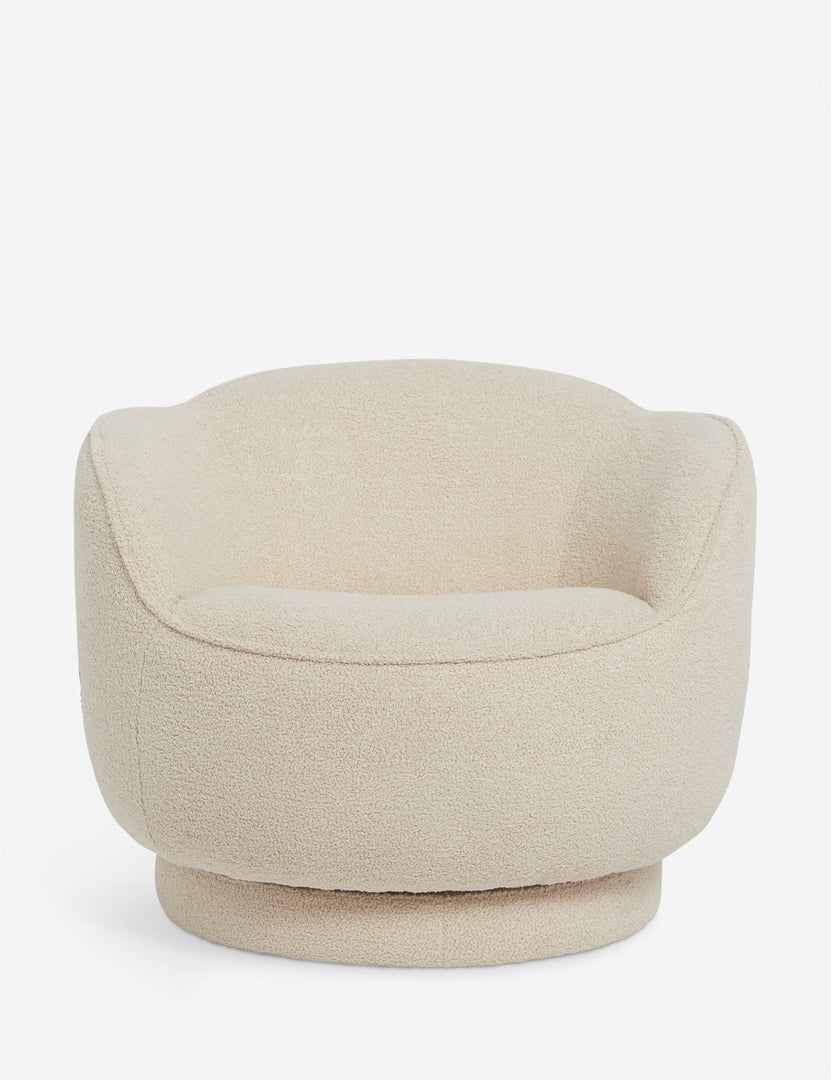 | Fern scalloped back boucle upholstered swivel chair