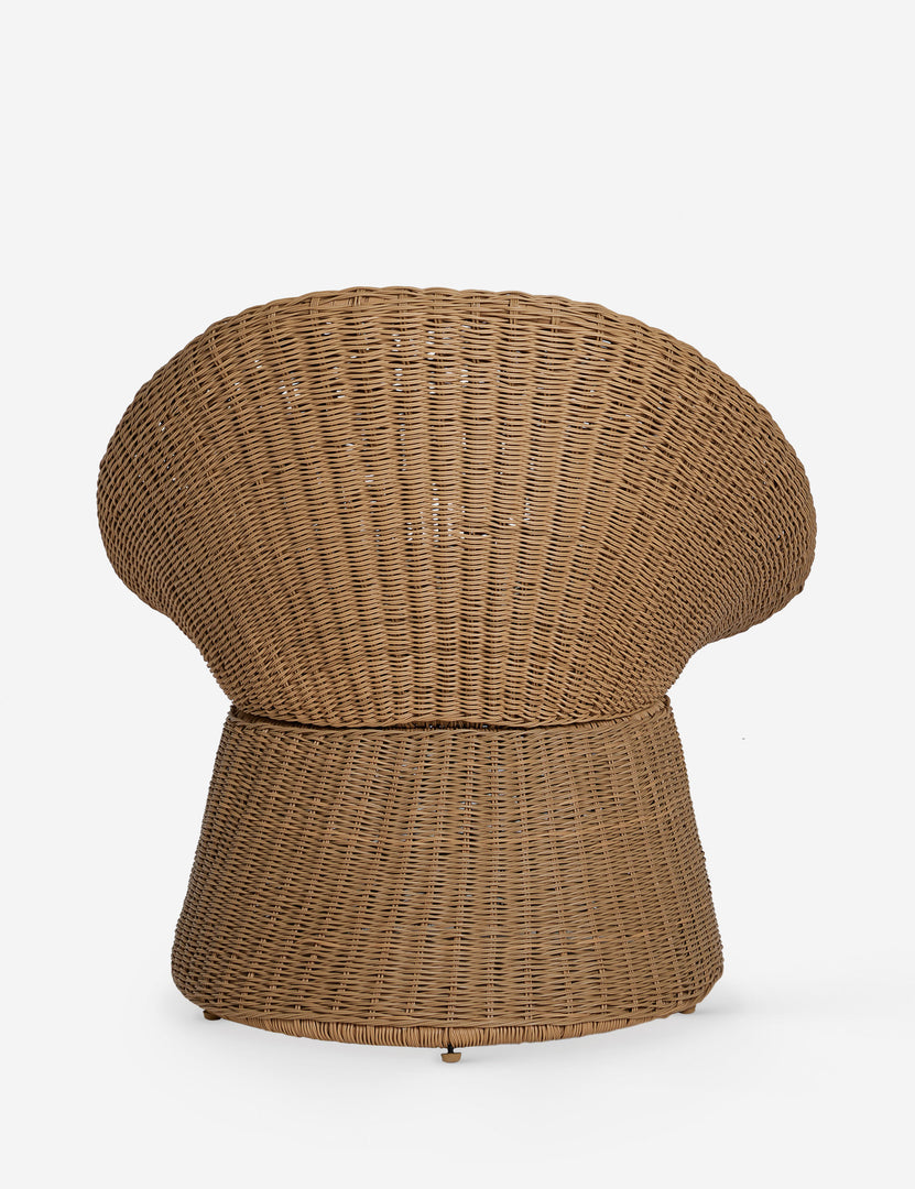 #color::natural | Back of the Ferran sculptural wicker outdoor accent chair.