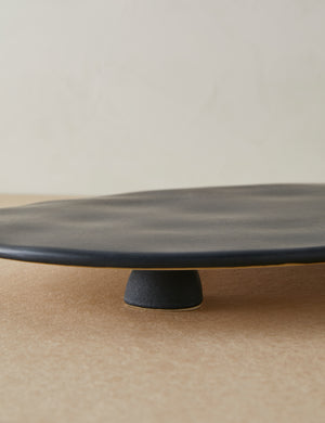 Close up of the Footed serving display tray in black