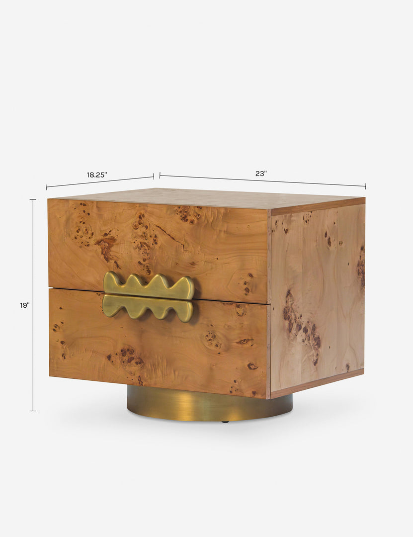 Bertone Burl Wood Nightstand