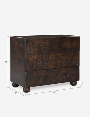 Hobbes 3-Drawer Nightstand : Dark Brown