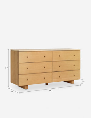 Keshan 6-Drawer Dresser : Natural and Travertine
