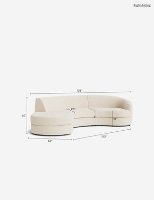 Imada Modular Chaise Sectional Sofa : Ivory Performance Weave / Right-Facing