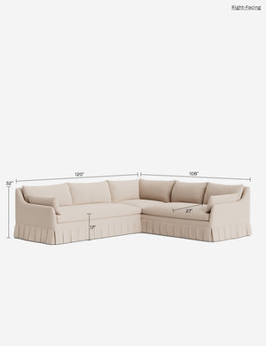 Portola Luxe Depth Pleated Corner Sectional Sofa : Sage Performance Striated Velvet / Right-Facing