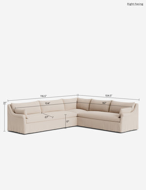 Portola Rolled Arm Slipcover Corner Sectional Sofa : Blush Performance Striated Velvet / Right-Facing