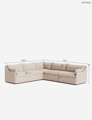 Portola Slipcover Corner Sectional Sofa : Rose Vintage Velvet / Right-Facing