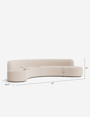 Cara Sectional Sofa : Rose Vintage Velvet / 145