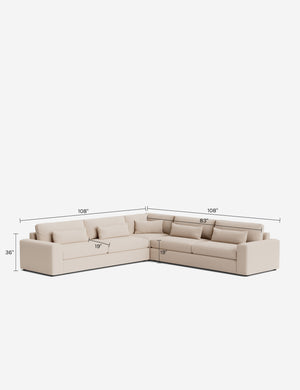 Durham Wide Arm Corner Sectional Sofa : Ivory Modern Boucle