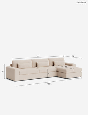 Durham Wide Arm Chaise Sectional Sofa : Ivory Modern Boucle / Left-Facing