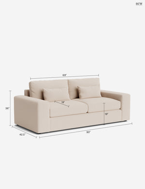 Durham Wide Arm Sofa : Ivory Modern Boucle / 90