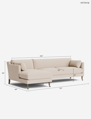 Fabienne Sectional Sofa : Moss Luxe Velvet / Latte and Brass / Left-Facing