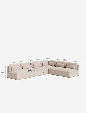 Nelja Modular Sectional Sofa by Sarah Sherman Samuel : Apricot Mini Corduroy