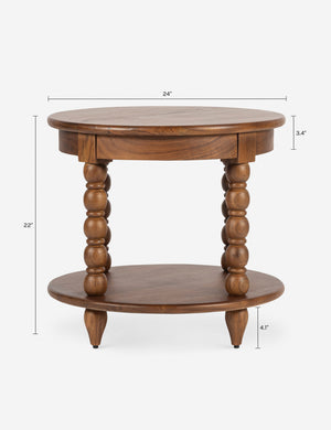 Foxton Round Side Table : Brown