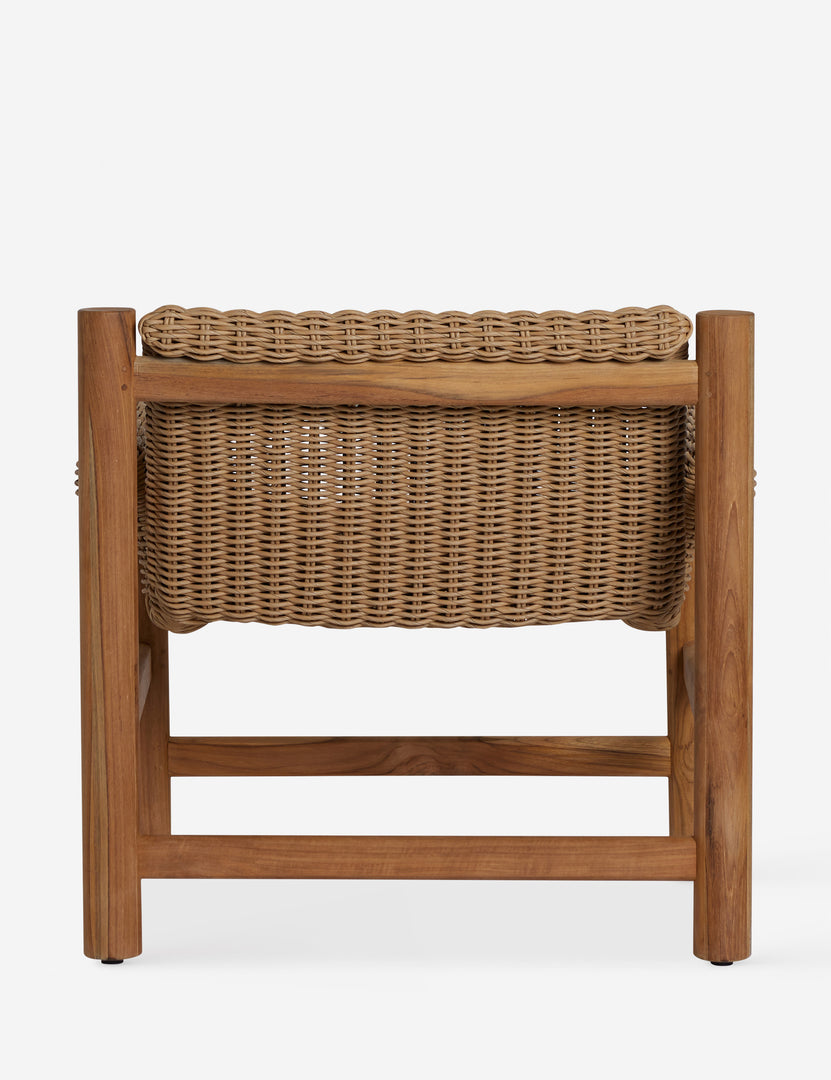 #color::natural | Back of the Gally wicker and teak outdoor accent chair.