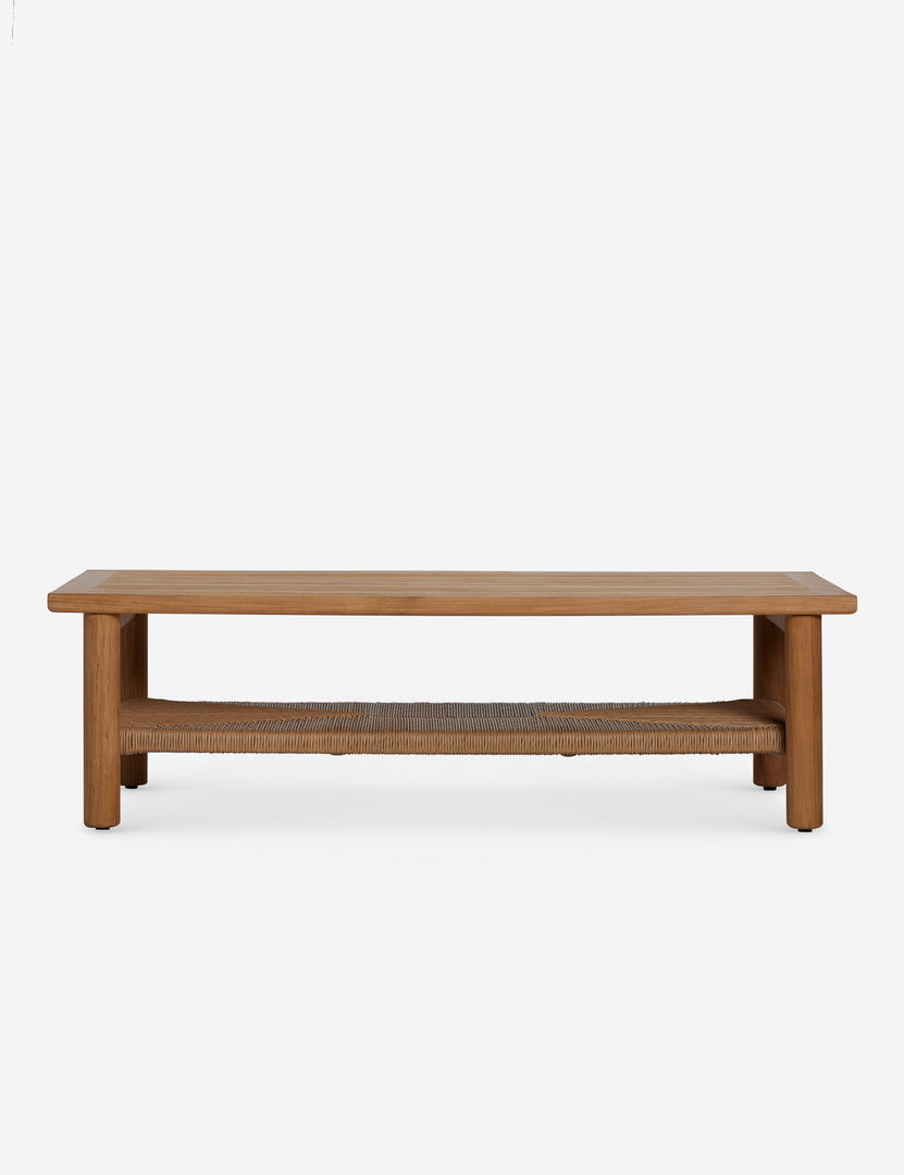 #color::natural | Gally teak and wicker outdoor coffee table.