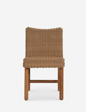 Gally wicker and teak outdoor dining chair.