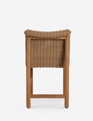 Back of the Gally wicker and teak outdoor dining chair.